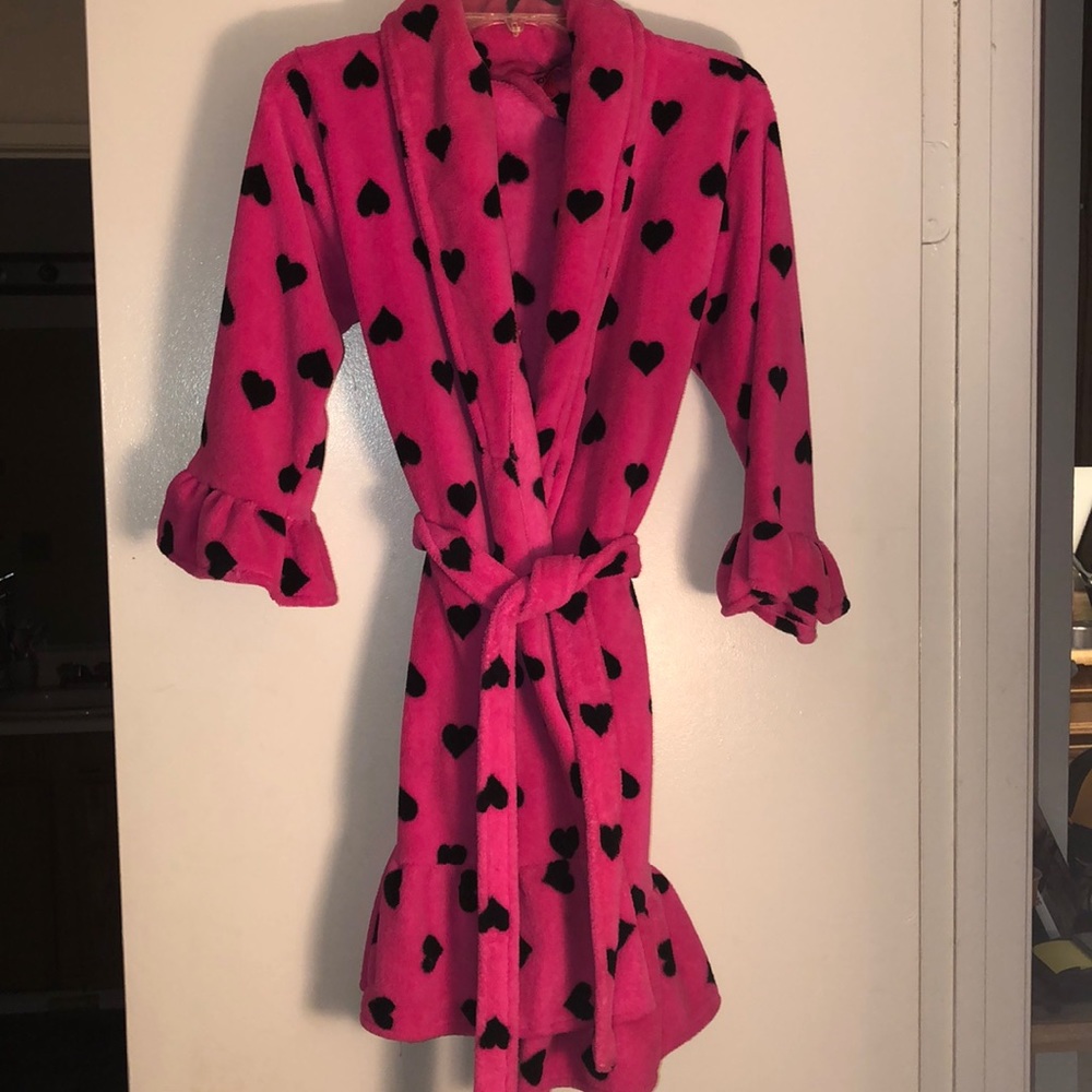Plush Pink robe with hearts